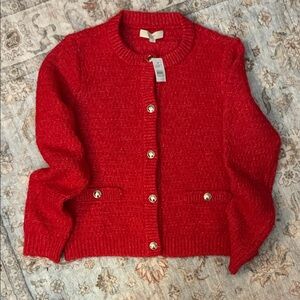 LOFT NWT Red Women's Cardigan Gold Buttons